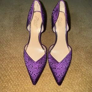 Jewel Badgley Mischka Purple Embellished Pointed-Toe D'Orsay Pumps